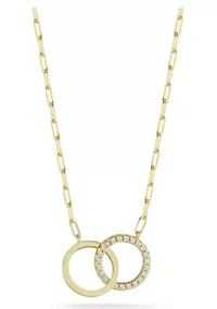 Sterling Silver Cubic Zirconia Double Circle Pendant Necklace