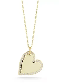 Sterling Silver Cubic Zirconia Heart Halo Pendant Necklace