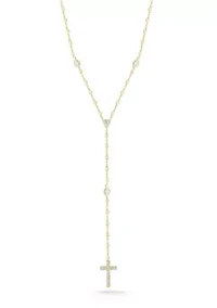 Sterling Silver CZ Cross Lariat Necklace