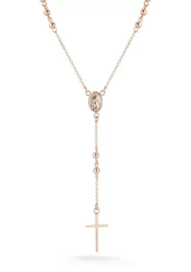 Sterling Silver Rosary Lariat Necklace