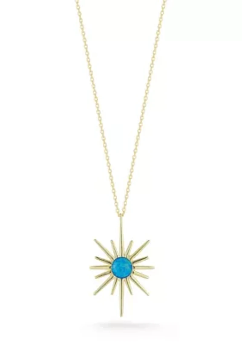 Sterling Silver Synthetic Opal Star Pendant Necklace