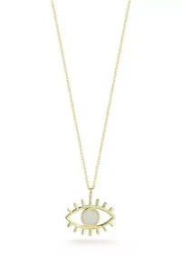 Sterling Silver Synthetic Opal Eye Pendant Necklace