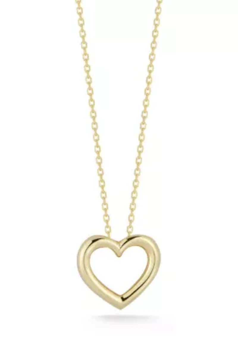 Sterling Silver Bold Open Heart Pendant Necklace