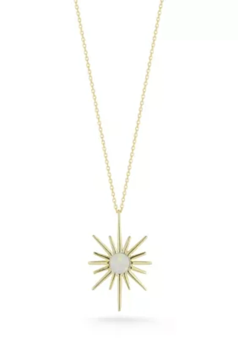 Sterling Silver Synthetic White Opal Star Pendant Necklace