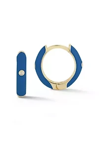 Sterling Silver Cubic Zirconia and Enamel Huggie Hoop Earrings