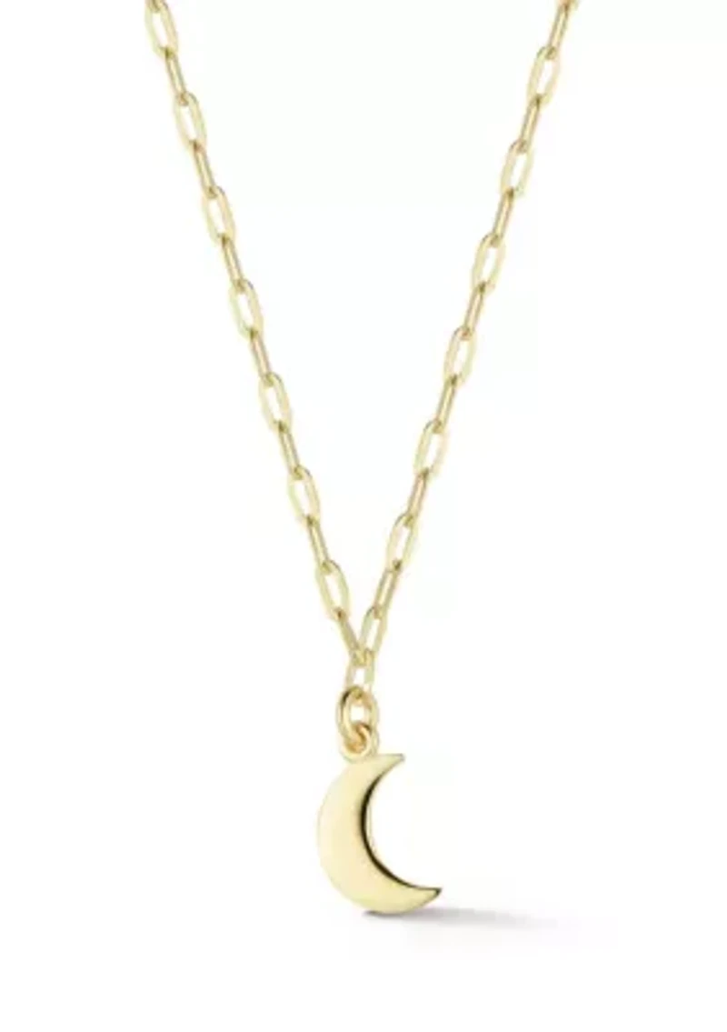 Sterling Silver Dainty Moon Pendant Necklace