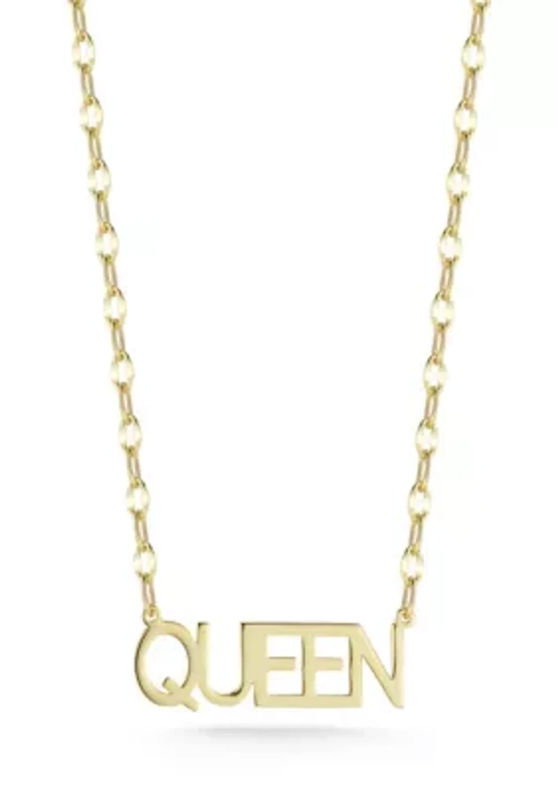 Sterling Silver "Queen" Pendant Necklace with Mirror Chain