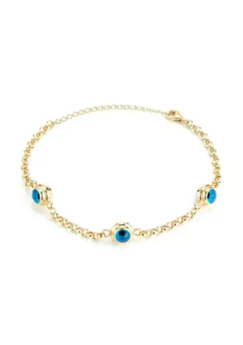 Sterling Silver Triple Evil Eye Bracelet