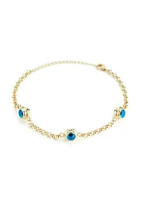 Sterling Silver Triple Evil Eye Bracelet