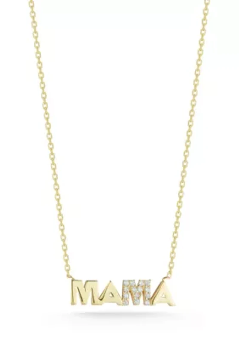 Sterling Silver Cubic Zirconia "Mama" Pendant Necklace