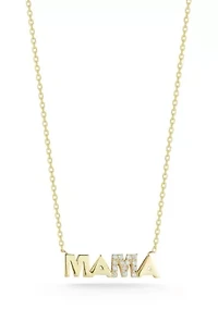 Sterling Silver Cubic Zirconia "Mama" Pendant Necklace