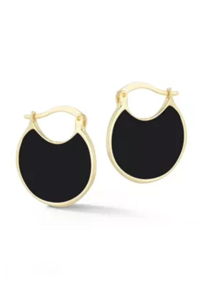 14K Gold Over Sterling Silver Enamel Hoop Earrings