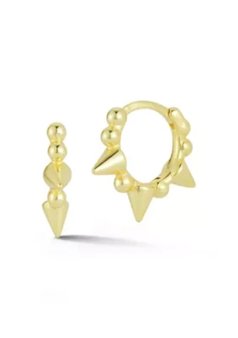 Sterling Silver Bubble Spike Huggie Hoop Earrings