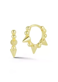 Sterling Silver Bubble Spike Huggie Hoop Earrings