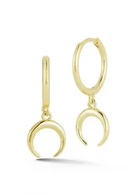 Sterling Silver Moon Charm Huggie Hoop Earrings