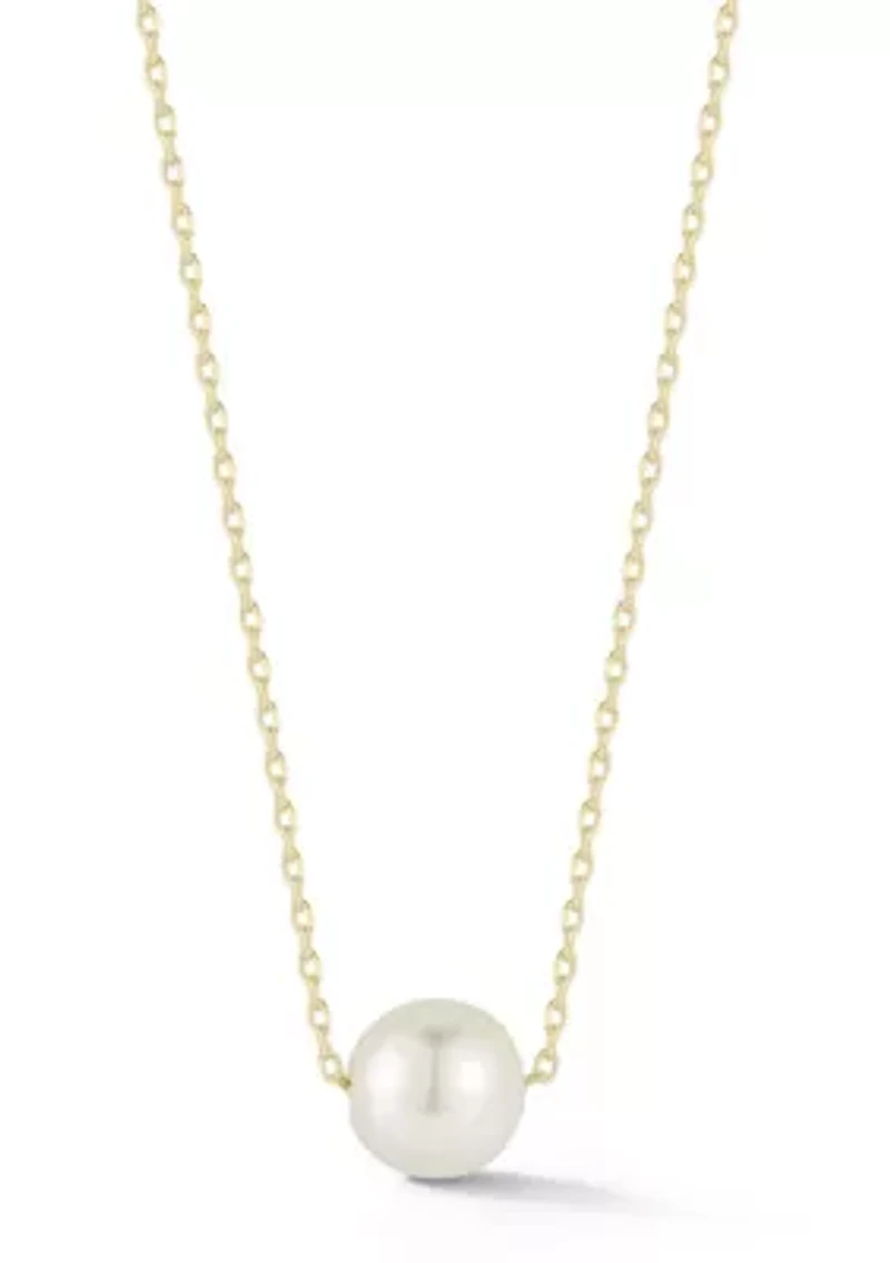 Sterling Silver Solitaire 8mm Pearl Necklace