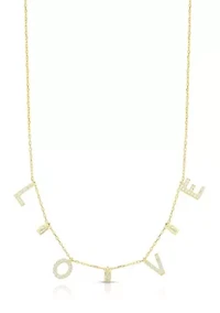 Sterling Silver Cubic Zirconia "Love" Charm Necklace