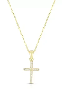 Sterling Silver Pave Dainty Cross Pendant Necklace