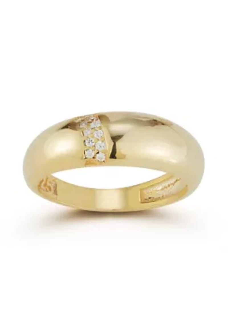 Sterling Silver Cubic Zirconia Thin Dome Ring