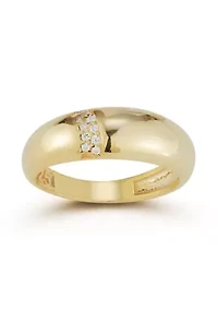 Sterling Silver Cubic Zirconia Thin Dome Ring