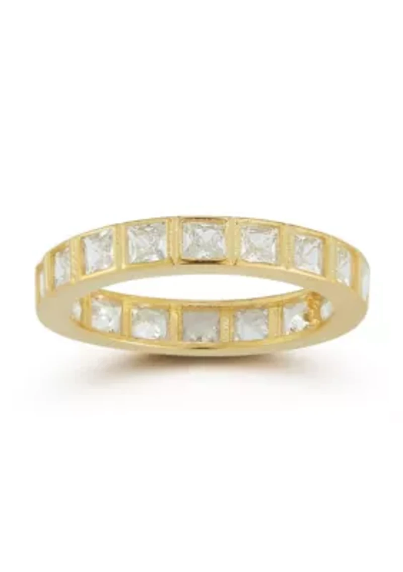 Sterling Silver Princess Cut Eternity Band Ring