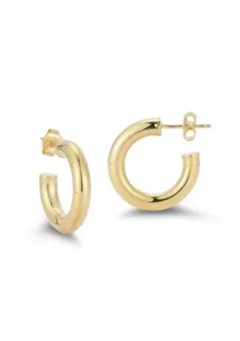 Sterling Silver 0.75in 4mm Tube Hoop Earrings