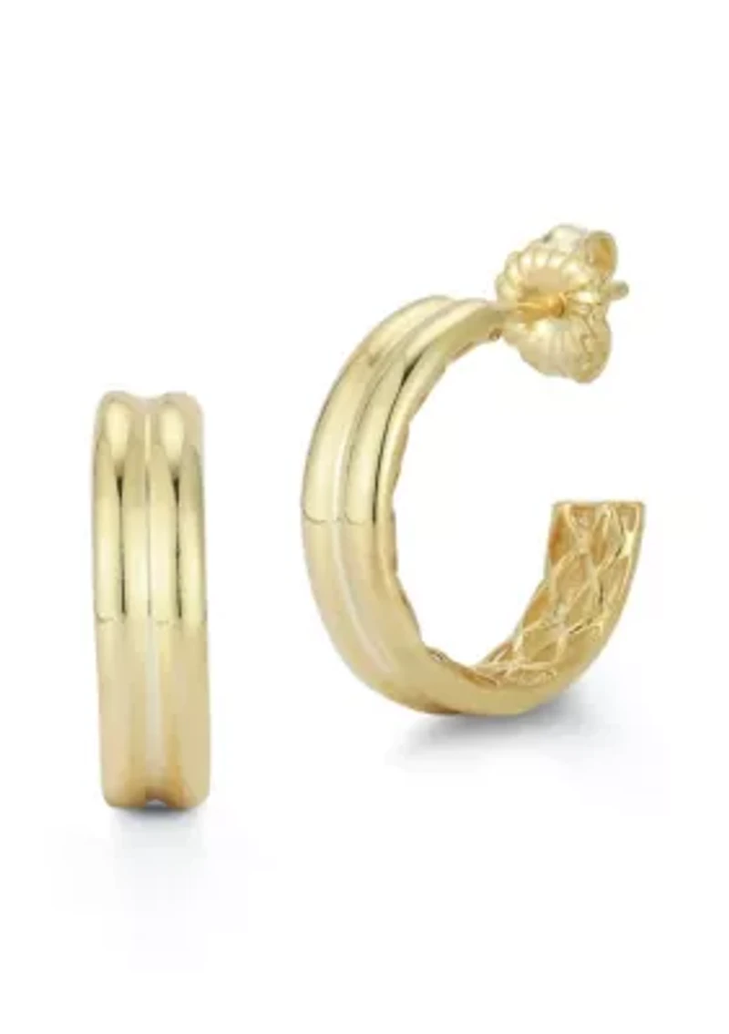 Sterling Silver Double Row Hoop Earrings