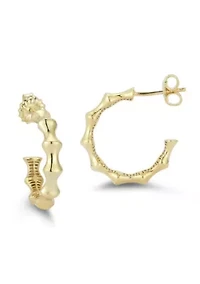 Sterling Silver Bamboo Hoop Earrings