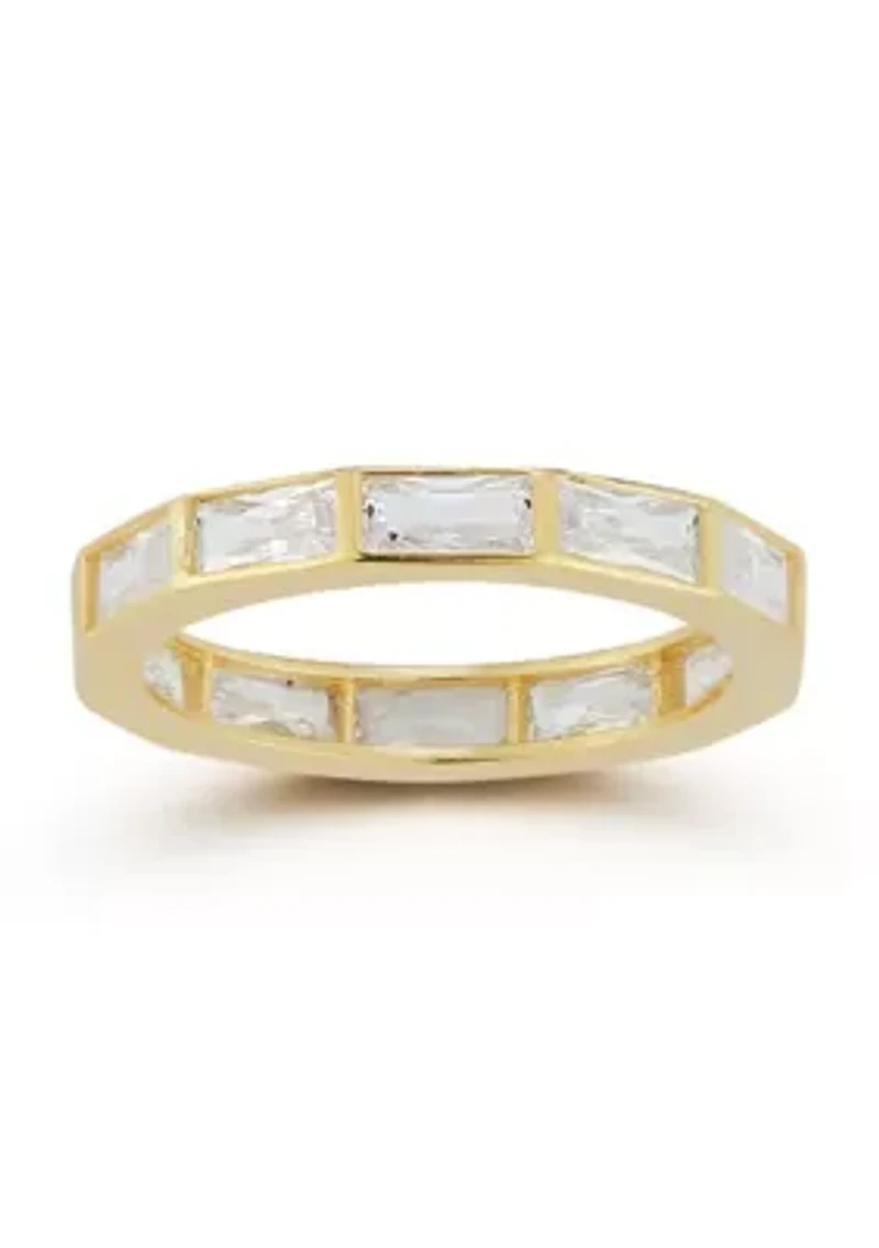 Sterling Silver Baguette CZ Eternity Band Ring