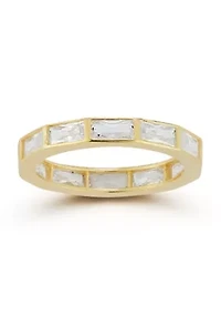 Sterling Silver Baguette CZ Eternity Band Ring