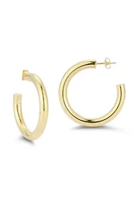Sterling Silver 1.5in 5mm Tube Hoop Earrings