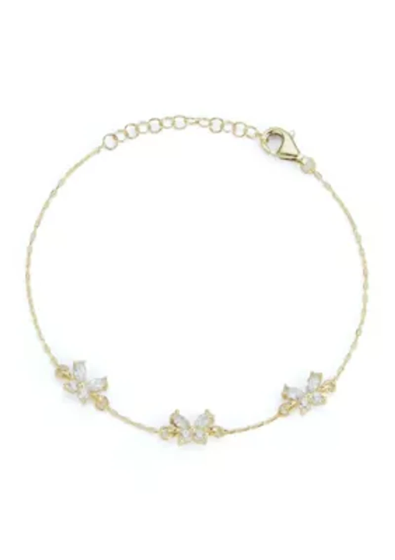 Sterling Silver CZ Dainty Butterfly Bracelet