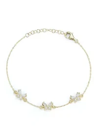 Sterling Silver CZ Dainty Butterfly Bracelet