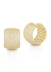 Sterling Silver Front Pave Bold Hoop Earrings