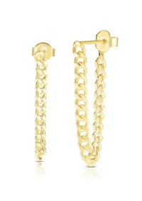 Sterling Silver Curb Chain Front/Back Drop Earrings