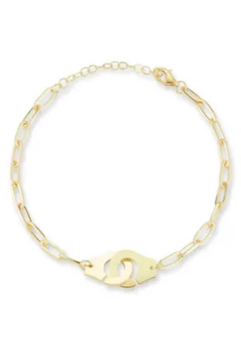 Sterling Silver Handcuff Bracelet with Paperclip Chain