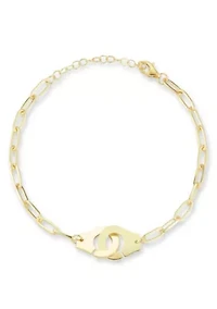 Sterling Silver Handcuff Bracelet with Paperclip Chain