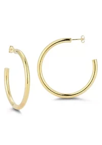 Sterling Silver 2in 4mm Tube Hoop Earrings