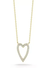 Sterling Silver Pave Open Heart Pendant Necklace
