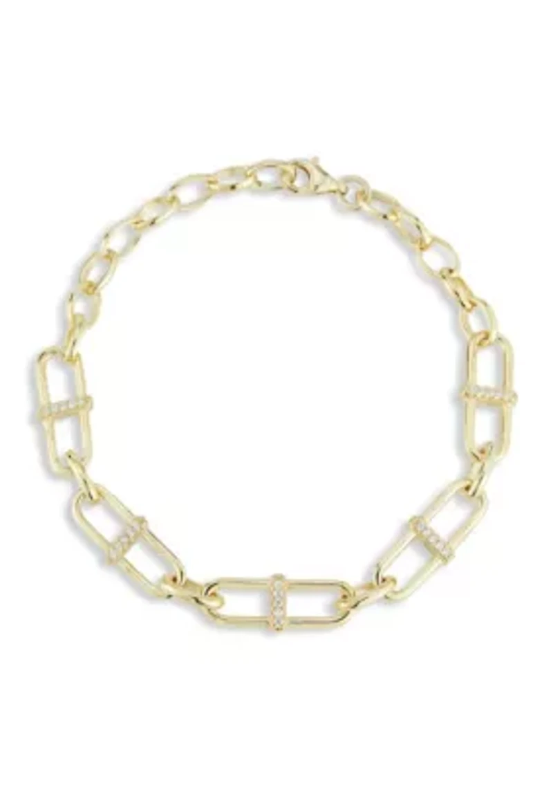 Sterling Silver CZ H-Link Bracelet