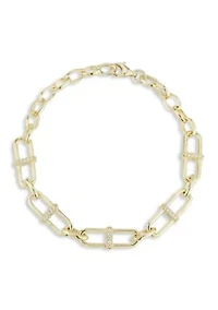 Sterling Silver CZ H-Link Bracelet