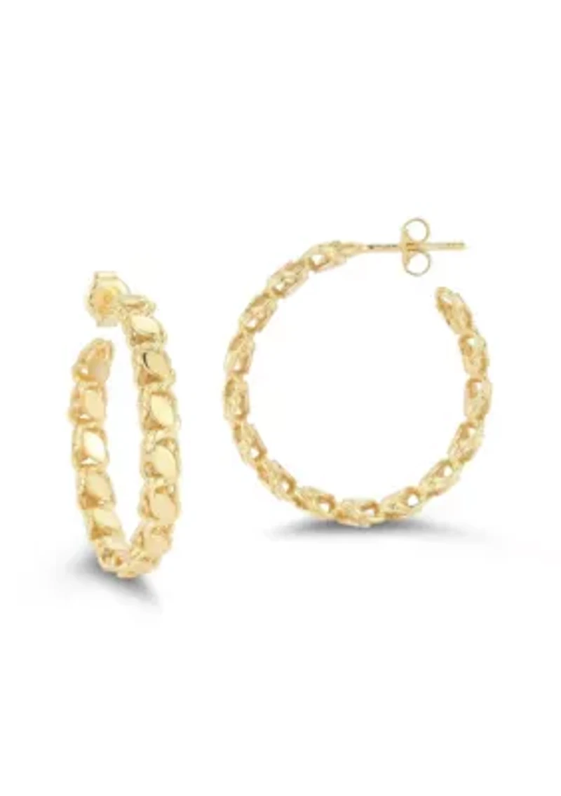 Sterling Silver Textured C Hoop Earrings