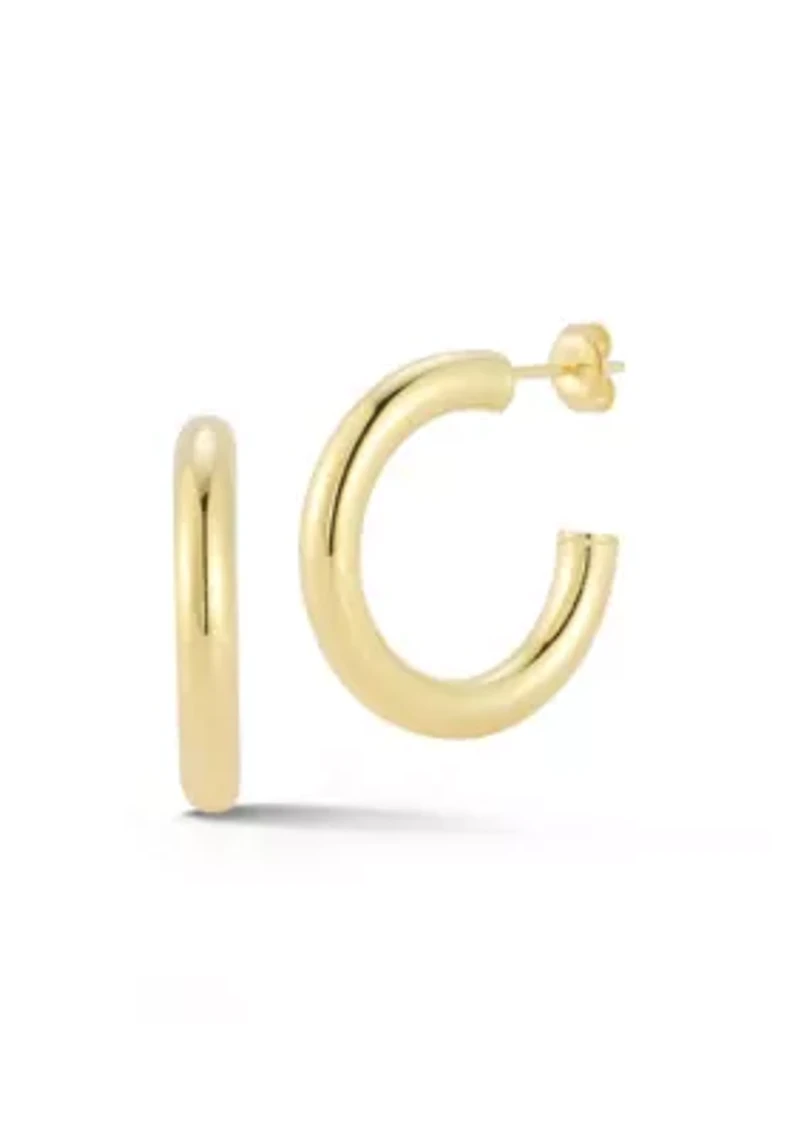 Sterling Silver 1in 4mm Tube Hoop Earrings