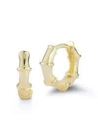 Sterling Silver Bamboo Huggie Hoop Earrings