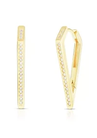 Sterling Silver Pave Dagger Hoop Earrings