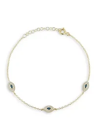 Sterling Silver CZ Dainty Evil Eye Bracelet