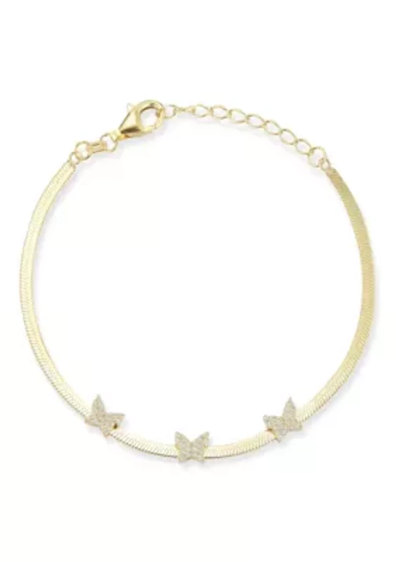 14K Gold Over Sterling Silver Butterfly Herringbone Bracelet