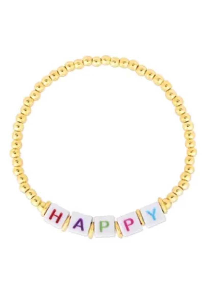 Sterling Silver "Happy" Beaded Bracelet