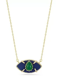 Sterling Silver Synthetic Turquoise and Synthetic Black Onyx Eye Pendant Necklace