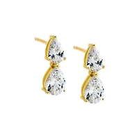 CZ Double Graduated Pear Stud Earring